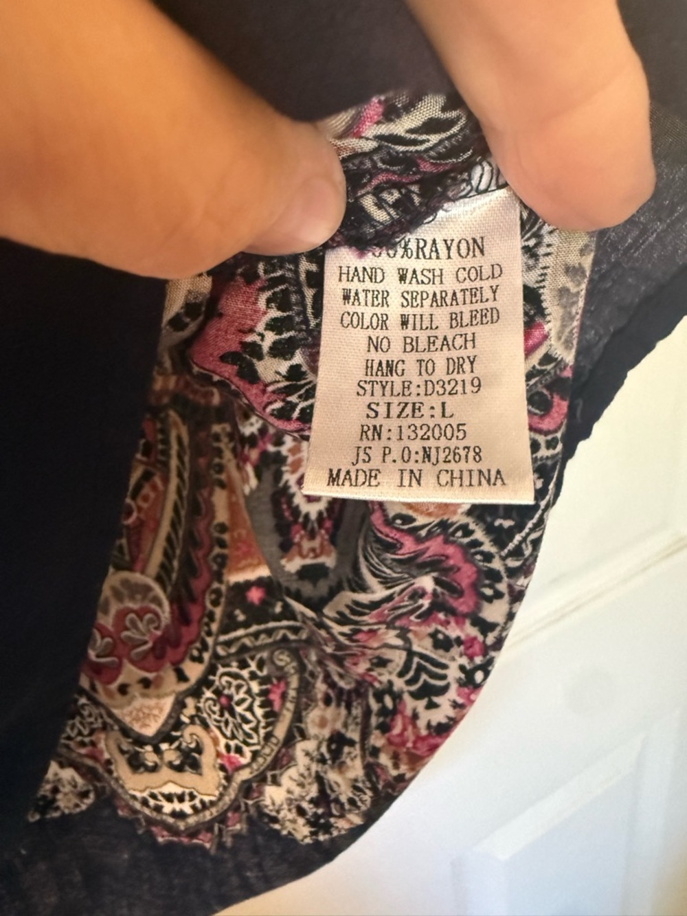 ENTRO Boho Lace-Up Mini Tunic Dress; Navy &pink - Picture 5 of 6